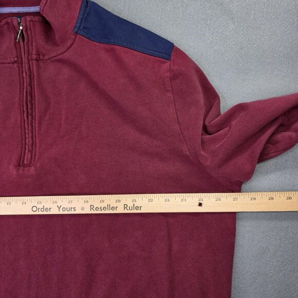 Brooks Brothers Pullover Mens 2XLT Red Navy Quarter Zip Long Sleeve Cotton Shirt - Picture 6 of 10